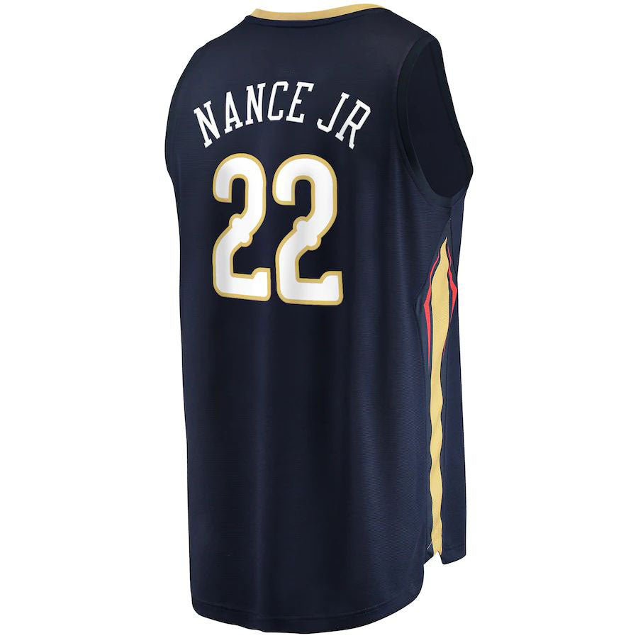 NO.Pelicans #22 Larry Nance Jr. Fanatics Branded 2021-22 Fast Break Replica Jersey  Icon Edition Navy Stitched American Basketball Jersey