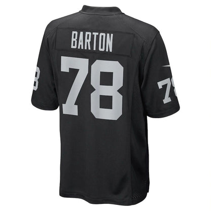 L.Raiders #78 Jackson Barton Black Game Player Jersey Stitched American Football Jerseys