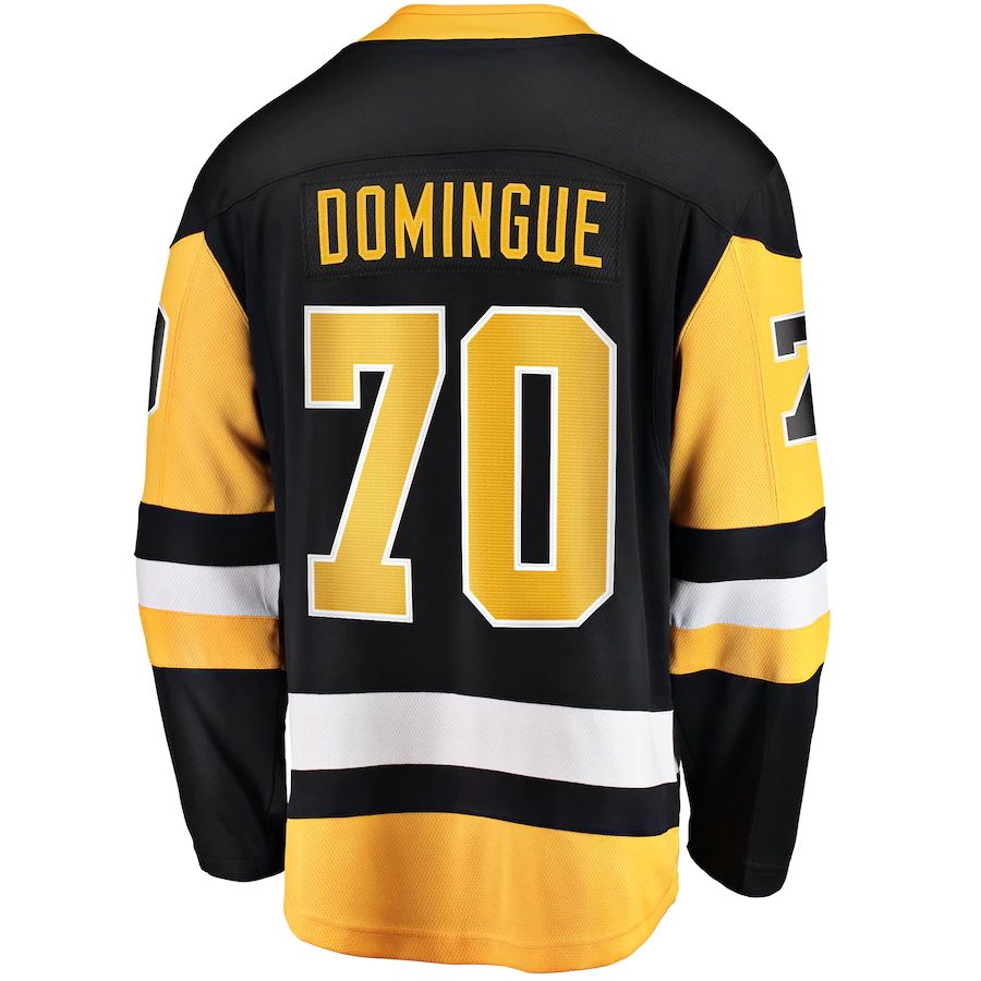 P.Penguins #70 Louis Domingue Fanatics Branded Home Breakaway Player Jersey  Black Stitched American Hockey Jerseys