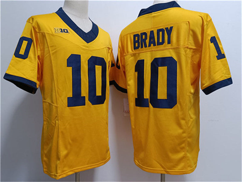 M.Wolverines #10 Tom Brady 2023 F.U.S.E. Yellow Stitched Jersey College Jerseys