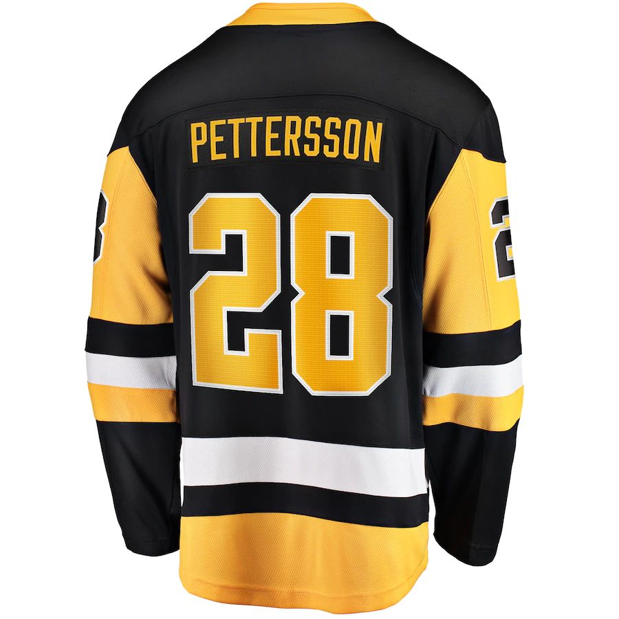 P.Penguins #28 Marcus Pettersson Fanatics Branded Home Breakaway Player Jersey Black Stitched American Hockey Jerseys