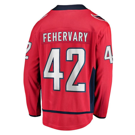 W.Capitals #42 Martin Fehervary  Fanatics Branded Home Breakaway Player Jersey Red Stitched American Hockey Jerseys