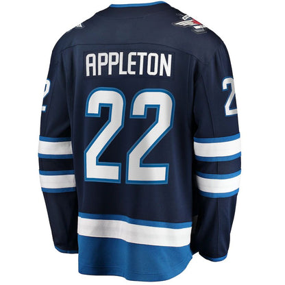 W.Jets #22 Mason Appleton Fanatics Branded Home Breakaway Jersey  Navy Stitched American Hockey Jerseys