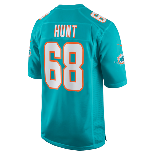 M.Dolphins #68 Robert Hunt Aqua Game Jersey Stitched American Football Jerseys