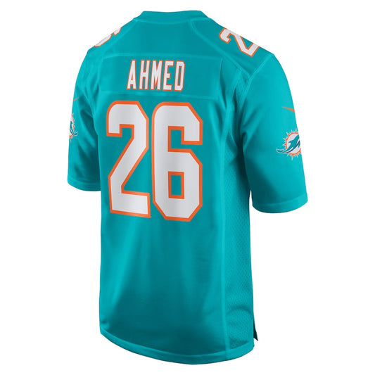 M.Dolphins #26 Salvon Ahmed  Aqua Game Jersey Stitched American Football Jerseys