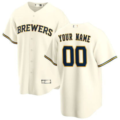 Baseball Jerseys Custom Milwaukee Brewers Cream Home Replica Custom Jersey