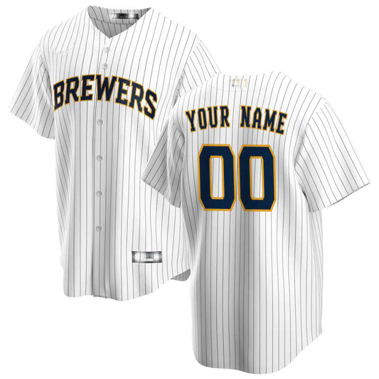 Baseball Jerseys Custom Milwaukee Brewers White Alternate Replica Custom Jersey