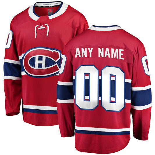 Custom M.Canadiens Fanatics Branded Home Breakaway  Red Stitched American Hockey Jerseys