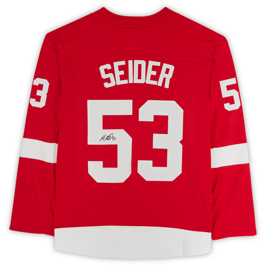 D.Red Wings #53 Moritz Seider Fanatics Authentic Autographed Fanatics Breakaway Jersey  Red Stitched American Hockey Jerseys