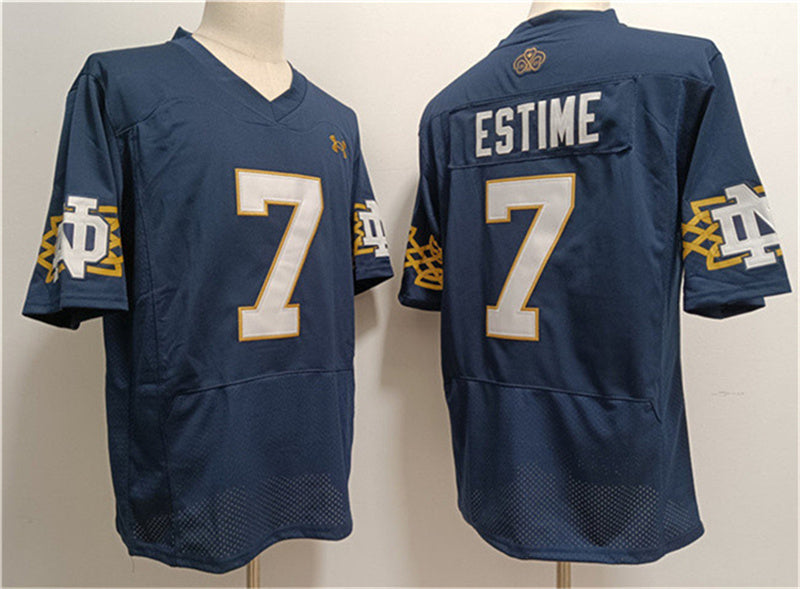 N.Dame Fighting Irish #7 Audric Estimé Navy With Name Limited Stitched Jersey College Jerseys