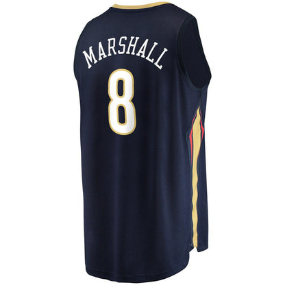 NO.Pelicans #8 Naji Marshall Fanatics Branded  2021-22 Fast Break Replica Jersey  Icon Edition Navy Stitched American Basketball Jersey