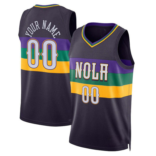 Custom NO.Pelicans Unisex 2022-23 Swingman Jersey City Edition Navy Icon Edition Stitched Basketball Jersey