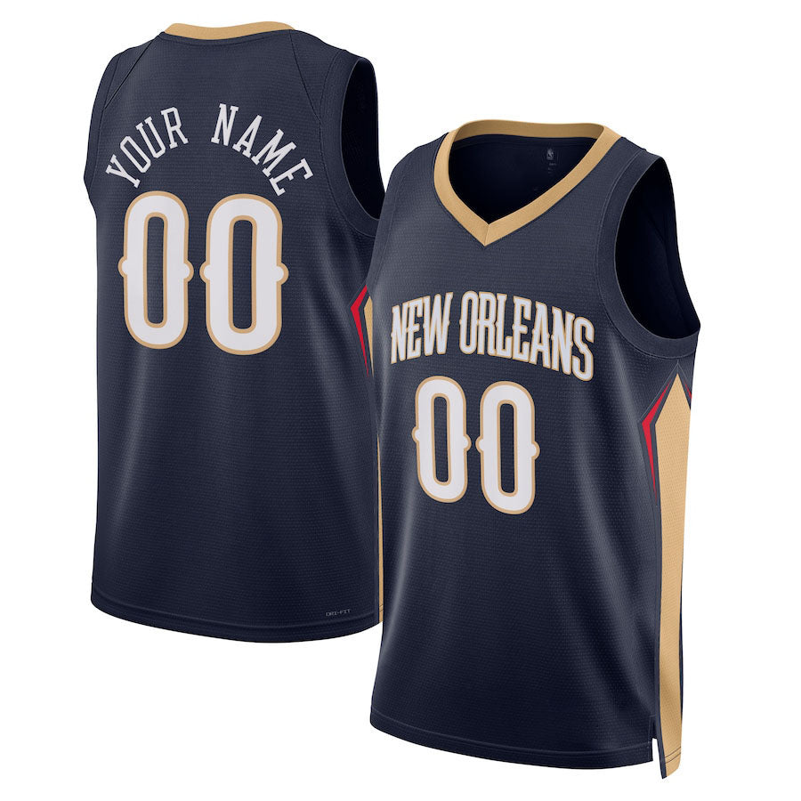 Custom NO.Pelicans Unisex 2022-23 Swingman  Jersey City Edition Navy Icon Edition Stitched Basketball Jersey