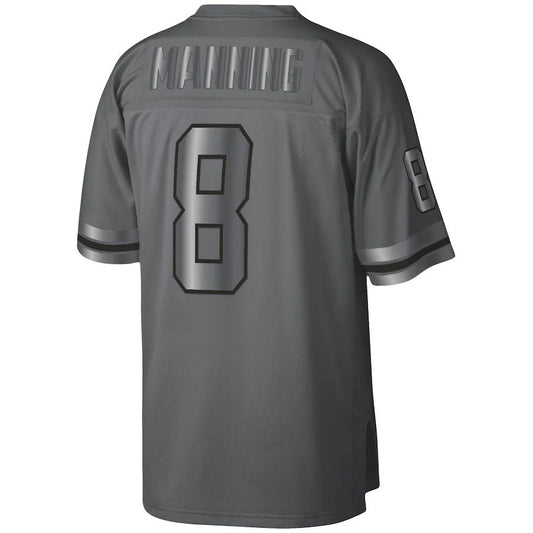 NO.Saints #8 Archie Manning Mitchell & Ness Charcoal 1979 Retired Player Metal Legacy Jersey Stitched American Football Jersey