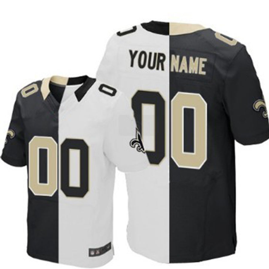 Custom NO.Saints Black-White Two Tone Elite Jersey American Jerseys Stitched Jersey Football Jerseys