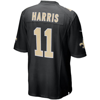 NO.Saints #11 Deonte Harris Black Game Player Jersey Stitched American Football Jerseys