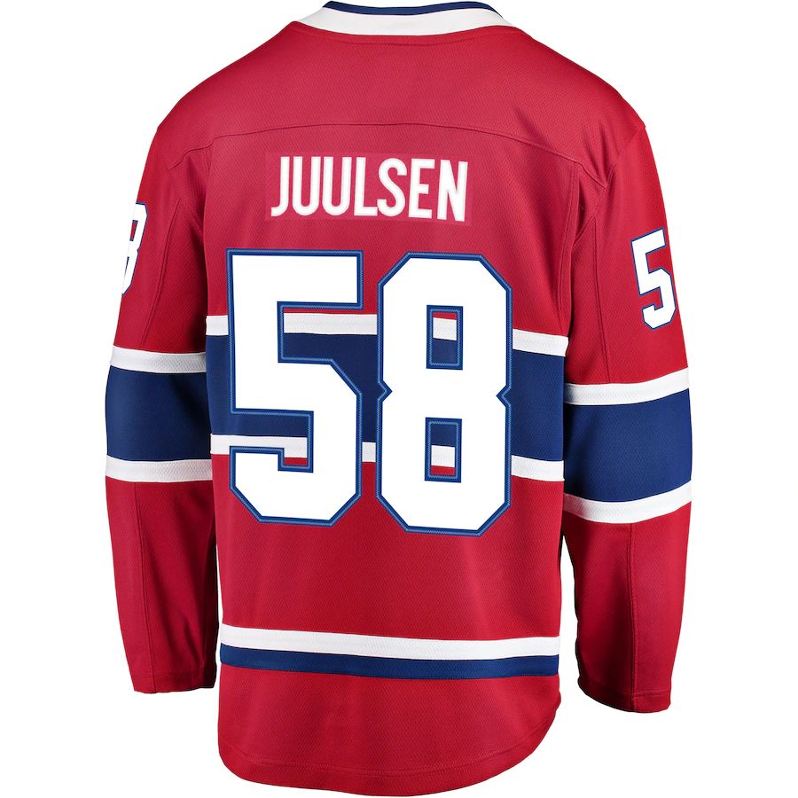 M.Canadiens #58 Noah Juulsen Fanatics Branded Breakaway Player Jersey Jersey  Red Stitched American Hockey Jerseys