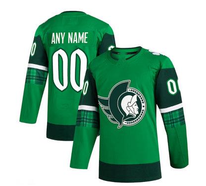 Custom O.Senators 2023 St. Patrick's Day Primegreen Authentic Jersey - Kelly Green Stitched American Hockey Jerseys