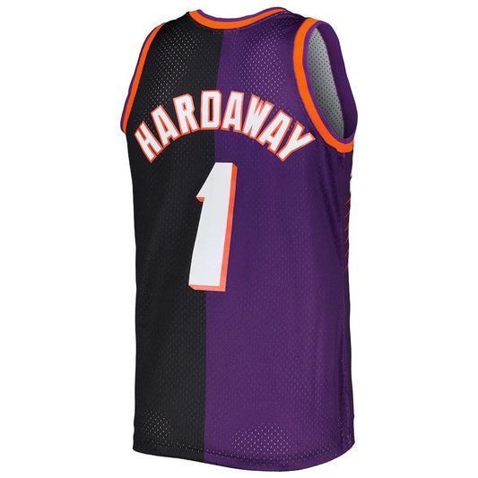 P.Suns #1 Penny Hardaway Mitchell & Ness Hardwood Classics 1999-00 Split Swingman Jersey Purple-Black Stitched American Basketball Jersey