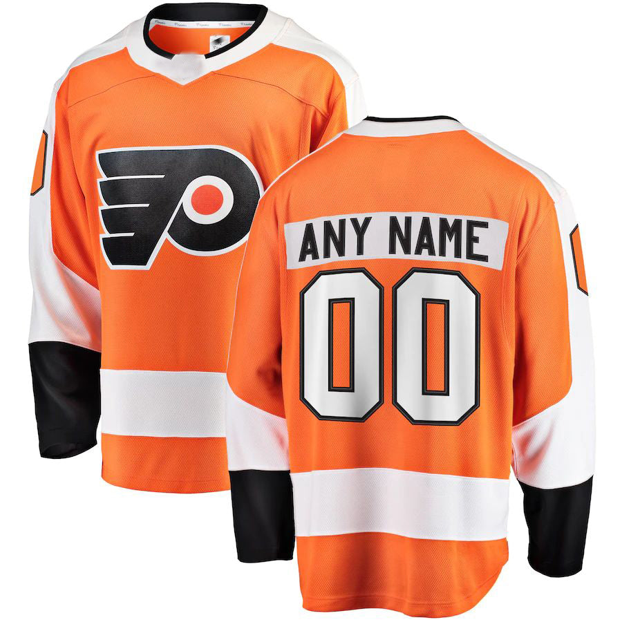 Custom P.Flyers Fanatics Branded Home Breakaway  Orange Stitched American Hockey Jerseys