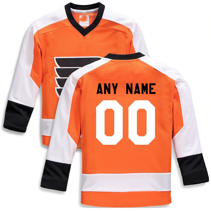 Custom P.Flyers Fanatics Branded Home Replica  Orange Stitched American Hockey Jerseys