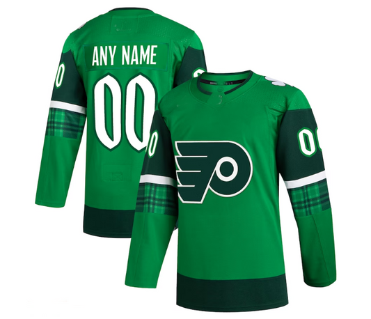 Custom P.Flyers 2023 St. Patrick's Day Primegreen Authentic Jersey - Kelly Green Stitched American Hockey Jerseys