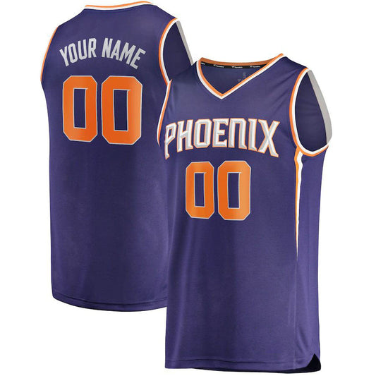 Custom P.Suns Fanatics Branded  Fast Break Custom Replica Jersey Purple Icon Edition Stitched Basketball Jersey