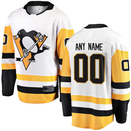 Custom P.Penguins Fanatics Branded Away Breakaway White Stitched American Hockey Jerseys