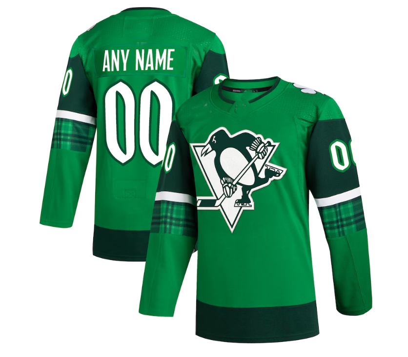 Custom P.Penguins 2023 St. Patrick's Day Primegreen Authentic Jersey - Kelly Green Stitched American Hockey Jerseys