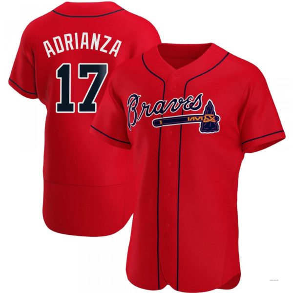 Atlanta Braves #17 Ehire Adrianza Red Alternate Jersey Stitches Baseball Jerseys