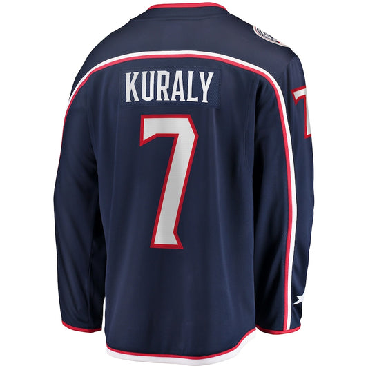 C.Blue Jackets #7 Sean Kuraly Fanatics Branded Home Breakaway Player Jersey  Navy Stitched American Hockey Jerseys