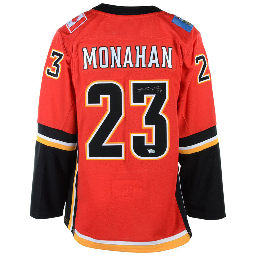 C.Flames #23 Sean Monahan Fanatics Authentic Autographed  Alternate Jersey Red Stitched American Hockey Jerseys