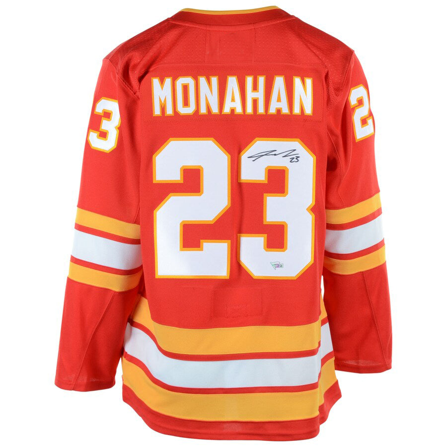 C.Flames #23 Sean Monahan Fanatics Authentic Autographed Alternate Jersey Red Stitched American Hockey Jerseys