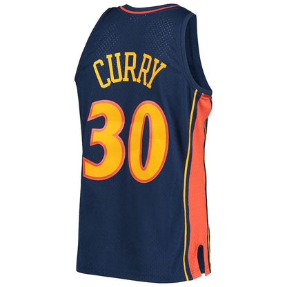 G.State Warriors #30 Stephen Curry Mitchell & Ness 2009-10 Hardwood Classics Swingman Player Jersey Navy Stitched American Basketball Jersey