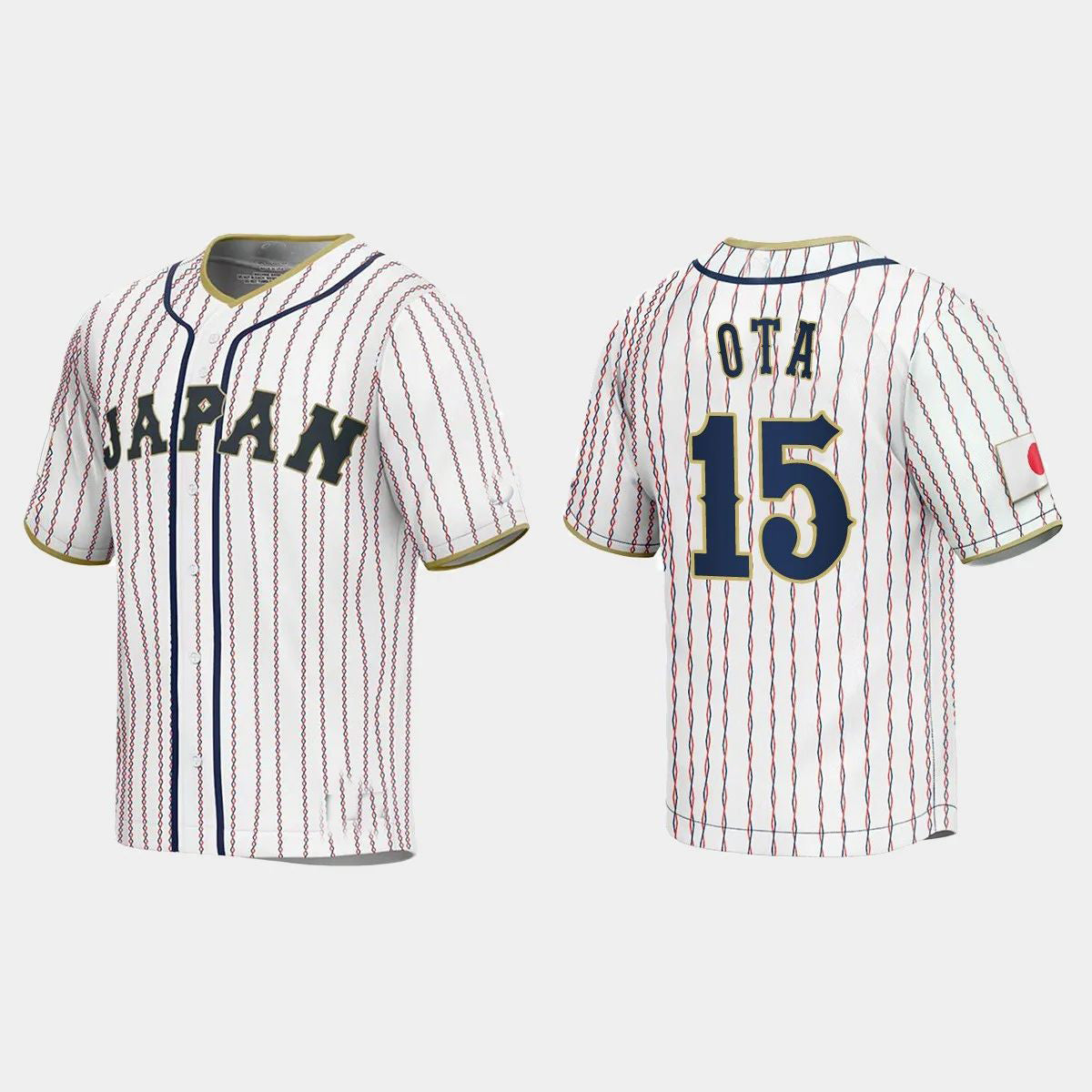 #15 TAISEI OTA JAPAN BASEBALL 2023 WORLD BASEBALL CLASSIC JERSEY ¨C WHITE Stitches Baseball Jerseys