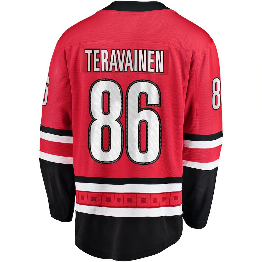 C.Hurricanes #86 Teuvo Teravainen Fanatics Branded Breakaway Player Jersey  Red Stitched American Hockey Jerseys