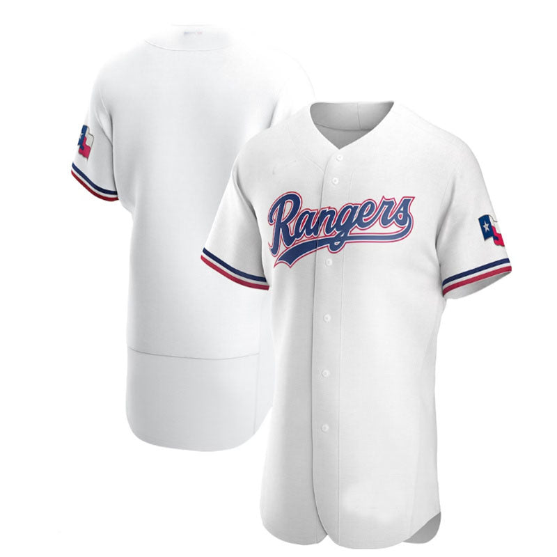 Texas Rangers White Home Authentic Team Logo Jersey Baseball Jerseys ...