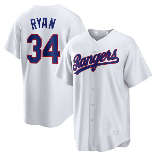 Texas Rangers #34 Nolan Ryan White Home Cooperstown Collection Player Jersey Baseball Jerseys