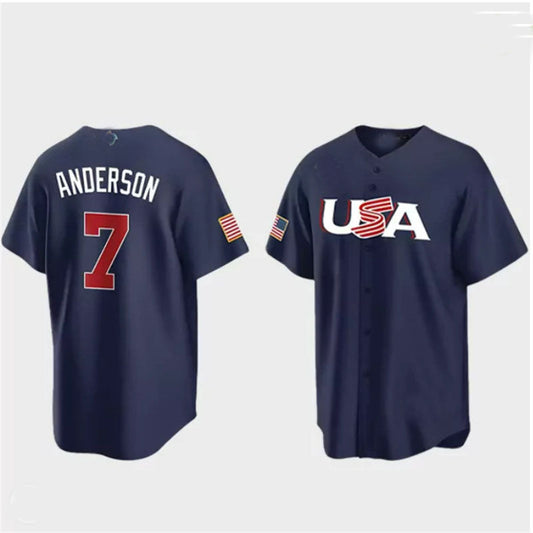 #7 Tim Anderson USA Baseball 2023 World Baseball Classic Jersey ¨C Navy Stitches Baseball Jerseys