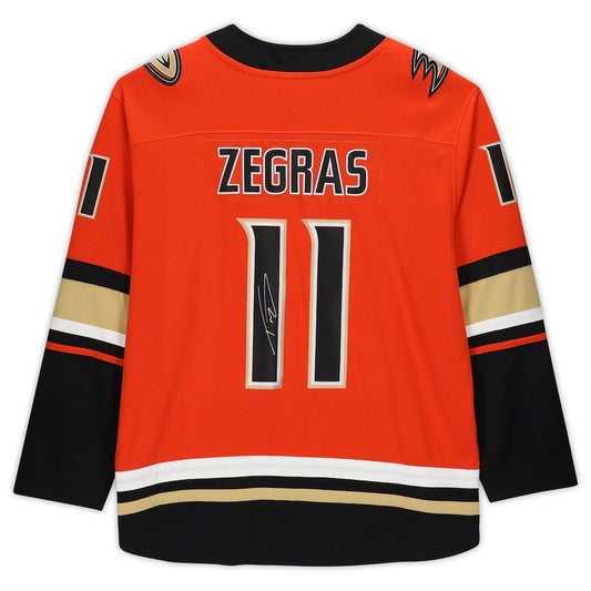 A.Ducks #11 Trevor Zegras Fanatics Authentic Autographed  Authentic Jersey  Orange Stitched American Hockey Jerseys