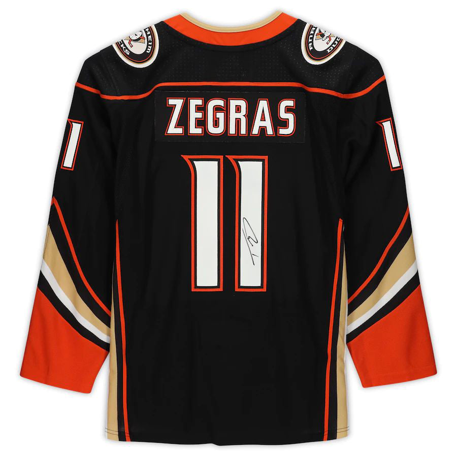 A.Ducks #11 Trevor Zegras Fanatics Authentic Autographed  Authentic Jersey  Black Stitched American Hockey Jerseys