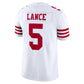 SF.49ers  5 Trey Lance New White Stitched American Football Jerseys 2022