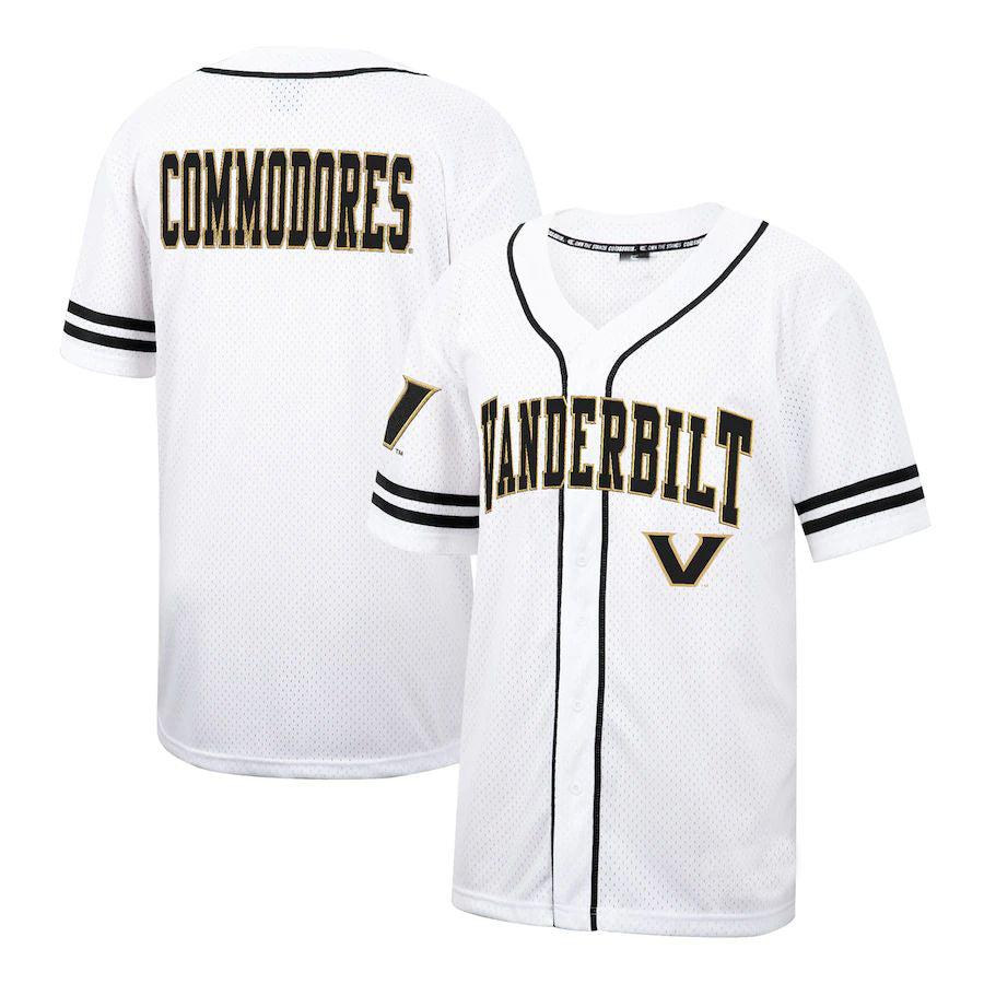 V.Commodores Colosseum Free-Spirited Team Full-Button Baseball Jersey  White Stitched American College Jerseys