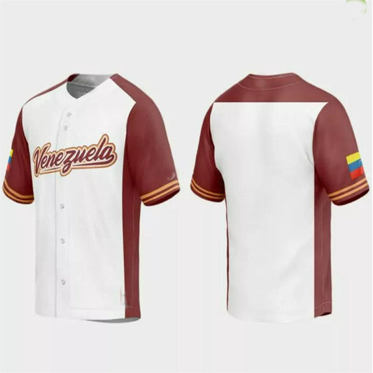 Venezuela Baseball 2023 World Baseball Classic Replica Jersey ¨C White Burgundy Stitches Baseball Jerseys