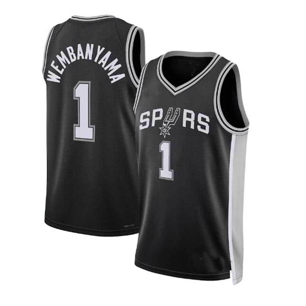 S.Antonio Spurs #1 Victor Wembanyama Unisex 2023 Draft First Round Pick Swingman Jersey - Icon Edition - Black Stitched American Basketball Jersey