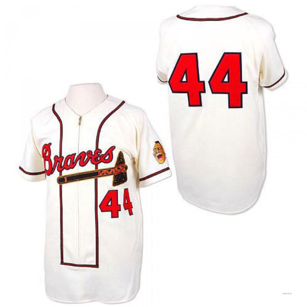 Atlanta Braves #44 Hank Aaron White Throwback Jersey Stitches Baseball Jerseys