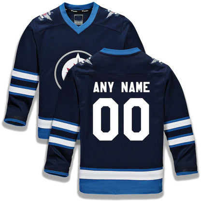 Custom W.Jets Fanatics Branded Home Replica Navy Stitched American Hockey Jerseys