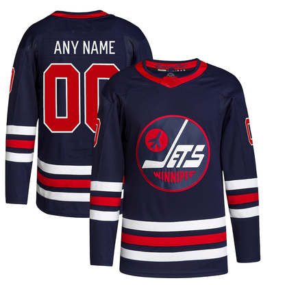 Custom W.Jets 202-22 Alternate Primegreen Authentic Pro Jersey Navy Stitched American Hockey Jerseys