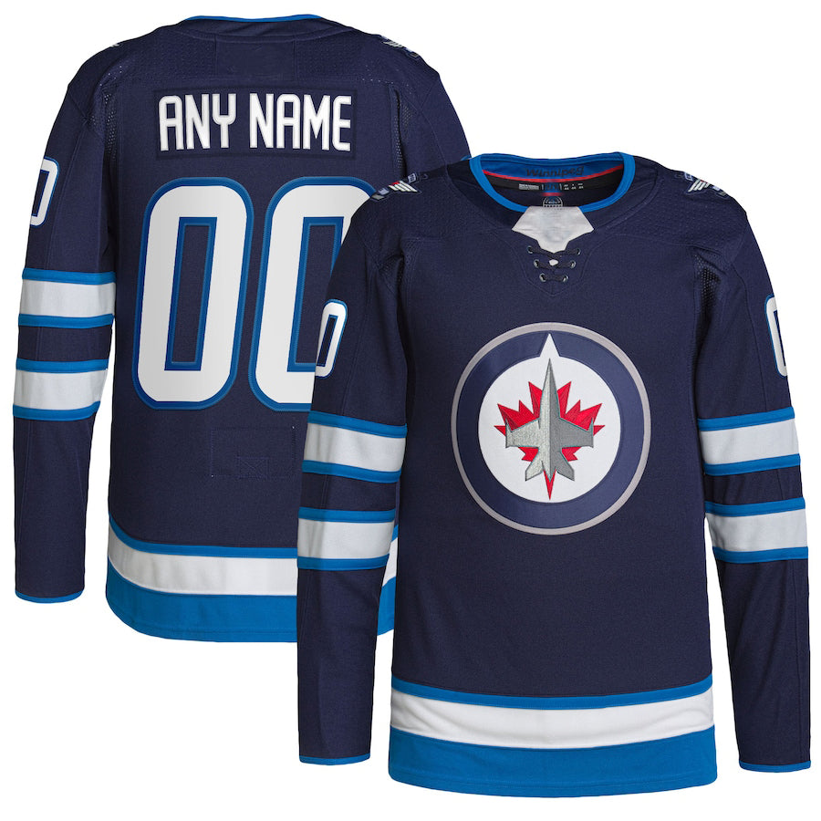 Custom W.Jets Home Authentic Pro Navy Stitched American Hockey Jerseys