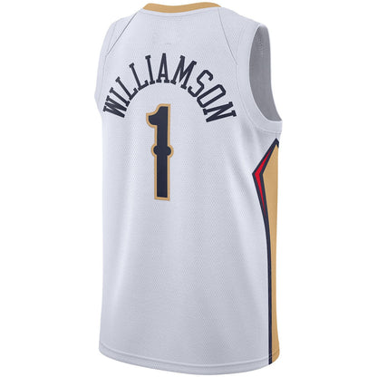 NO.Pelicans #1 Zion Williamson 2019-2020 Swingman Jersey Association Edition  White Stitched American Basketball Jersey